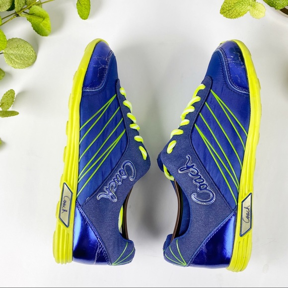 Coach Darla Sneaker Lace Up Tennis Shoe Blue Neon - Picture 5 of 8